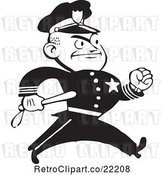 Vector Clip Art of Retro Policeman Walking with a Baton by BestVector
