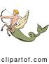 Vector Clip Art of Retro Cartoon Fantasy Winged Horse Fish Guy Shooting an Arrow by Patrimonio